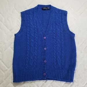 Lady Van Heusen Blue Knit Sweater Vest Size Large